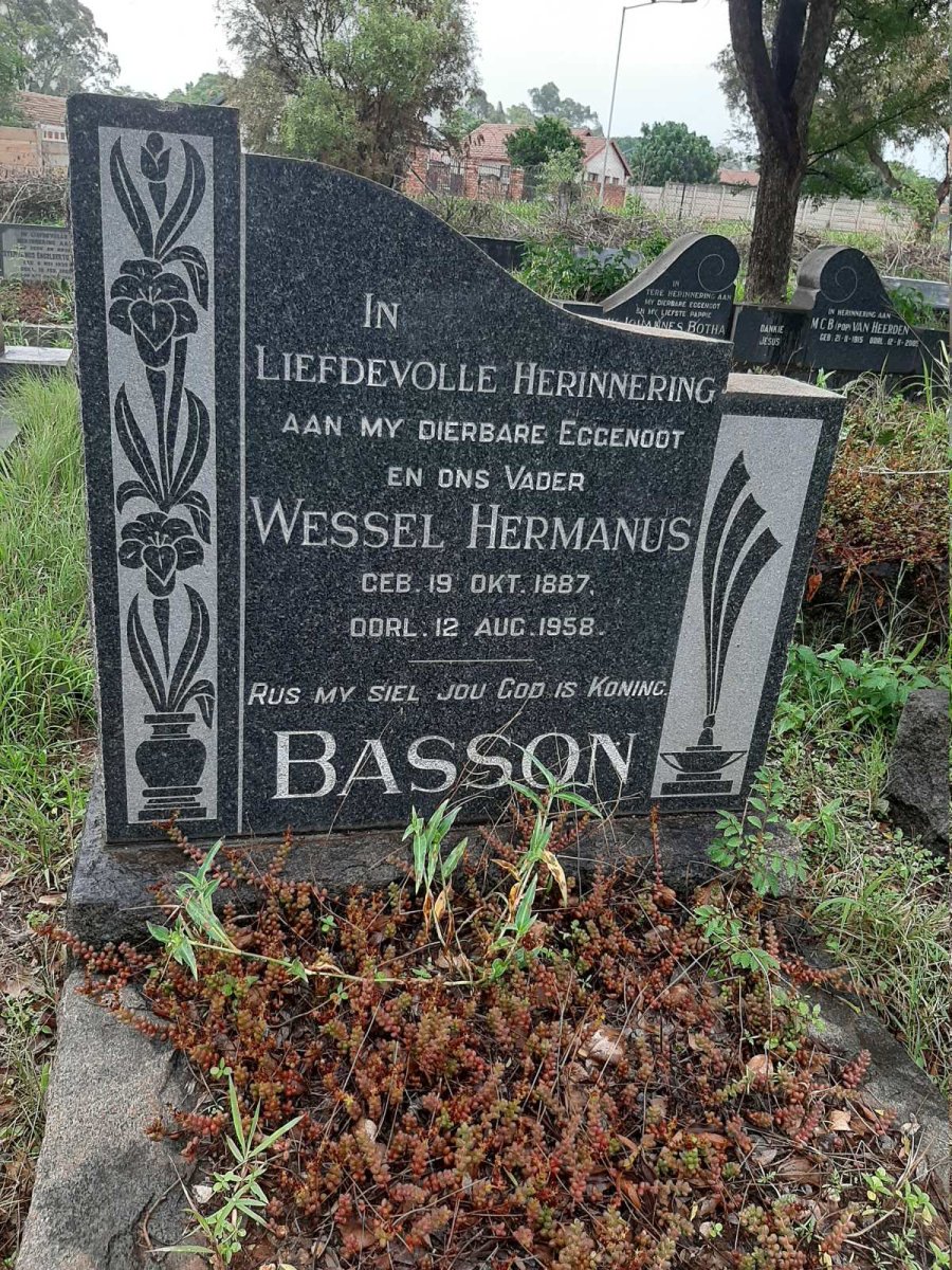 BASSON Wessel Hermanus 1887-1958
