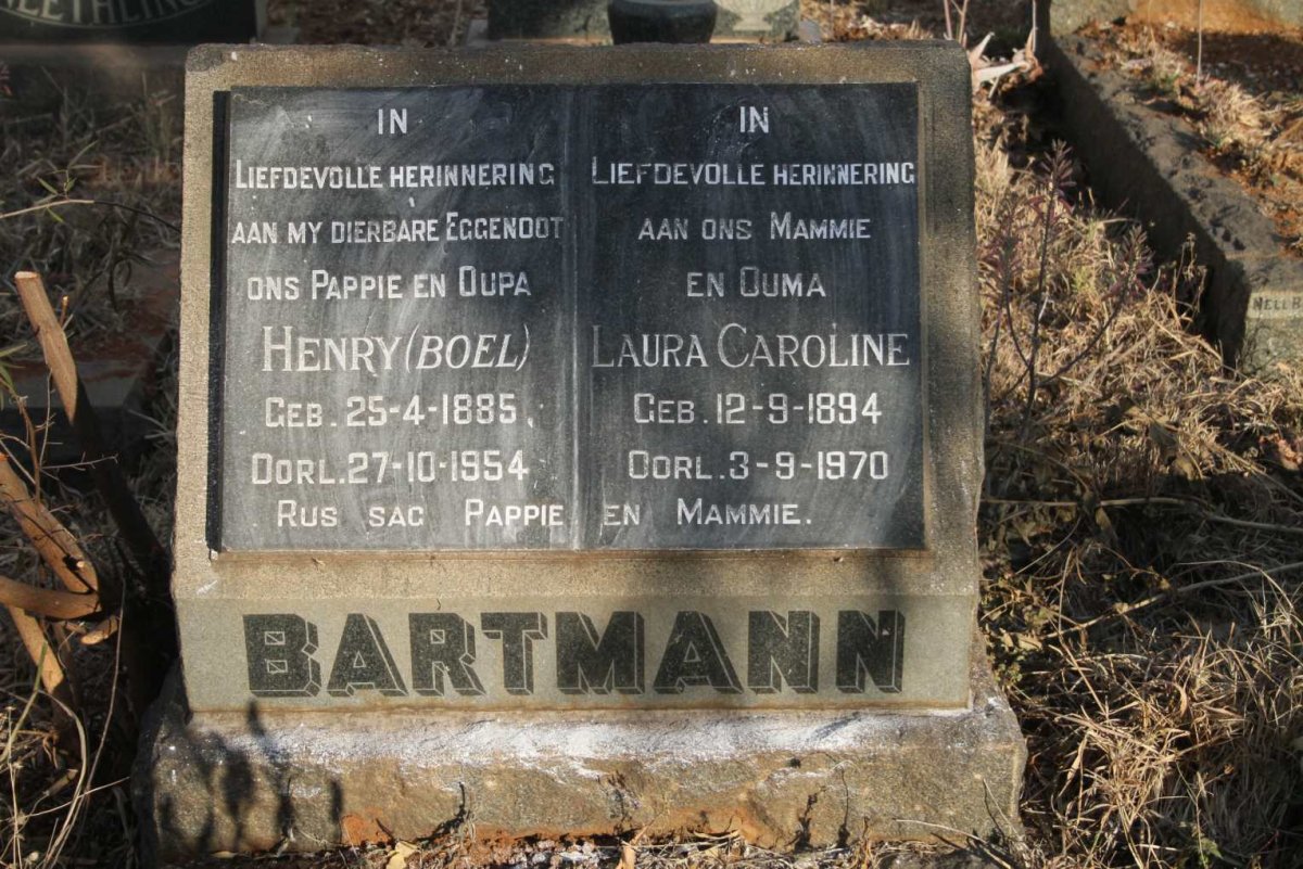 BARTMANN Henry 1885-1954 & Laura Caroline 1894-1970