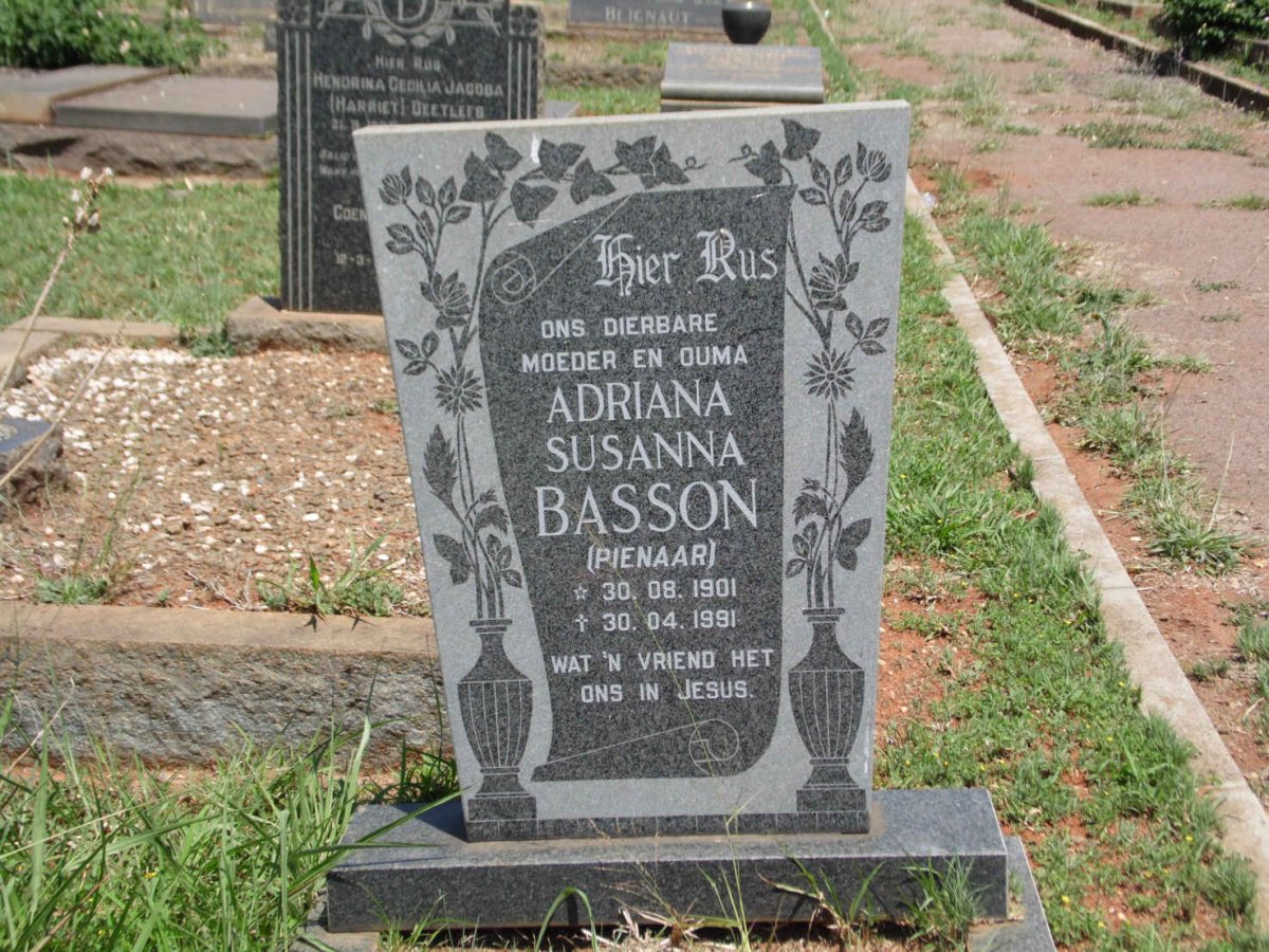BASSON Adriana Susanna nee PIENAAR 1901-1991