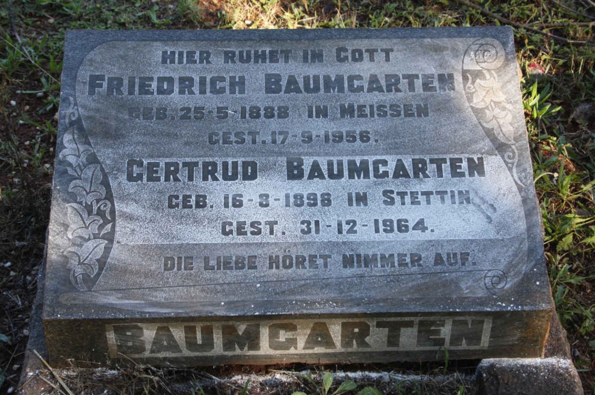 BAUMGARTEN Friedrich 1888-1956 &amp; Gertrud 1898-1964