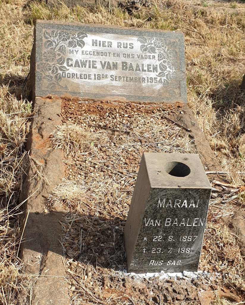 BAALEN Gawie, van -1954 & Maraai 1897-1981
