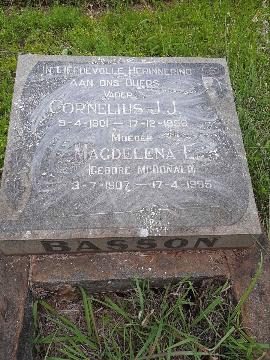 BASSON Cornelius J. J. 1901-1958 &amp; Magdelena E. MCDONALD 1907-1995