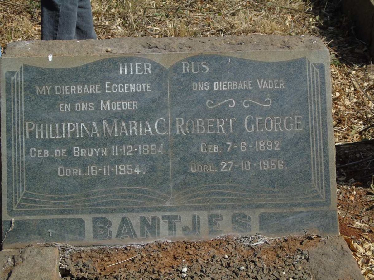 BANTJES Robert George 1892-1956 & Phillipina Maria C. DE BRUYN 1894-1954