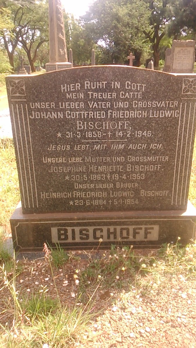 BISCHOFF Johann Gottfried Friedrich Ludwig 1858-1946 &amp; Josephine Henriette 1863-1953
