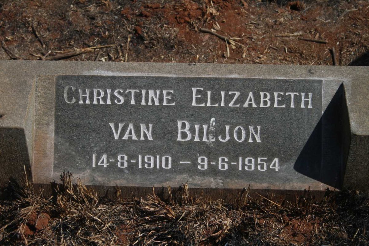 BILJON Christine Elizabeth, van 1910-1954