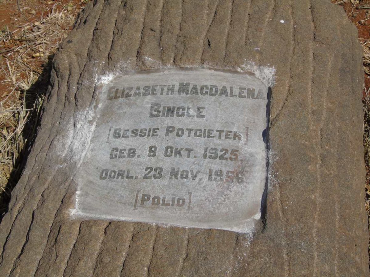 BINGLE Elizabeth Magdalena nee POTGIETER 1925-1956