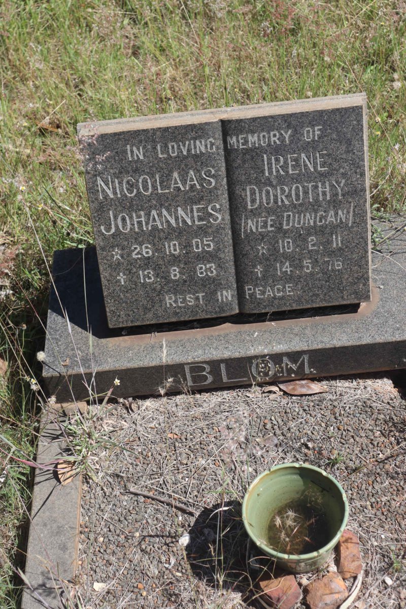 BLOM Nicolaas Johannes 1905-1983 &amp; Irene Dorothy DUNCAN 1911-1976