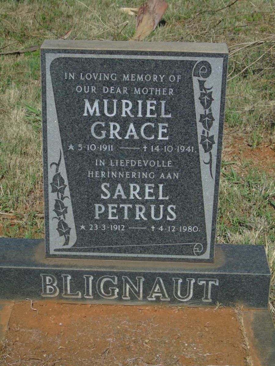 BLIGNAUT Sarel Petrus 1912-1982 & Muriel Grace 1911-1941 