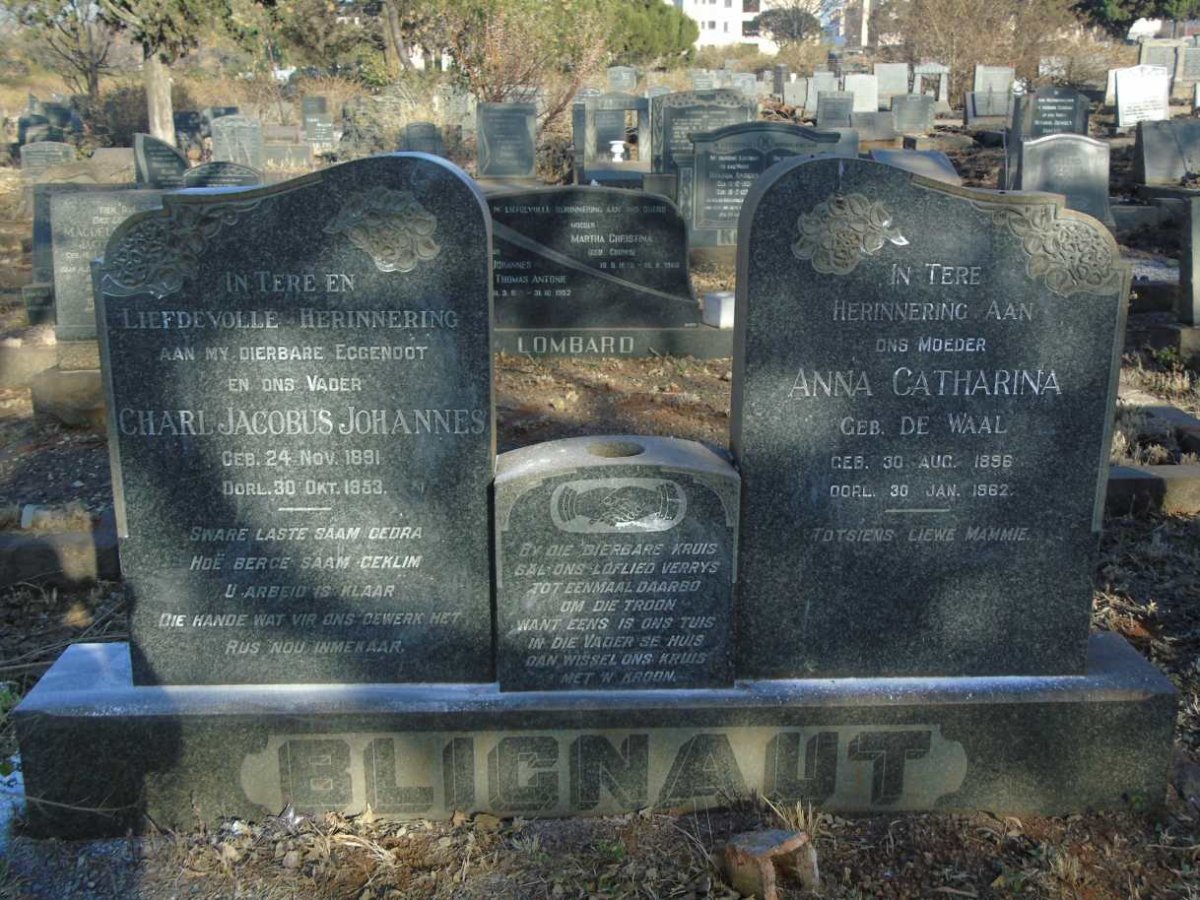 BLIGNAUT Charl Jacobus Johannes 1891-1953 & Anna Catharina DE WAAL 1896-1962