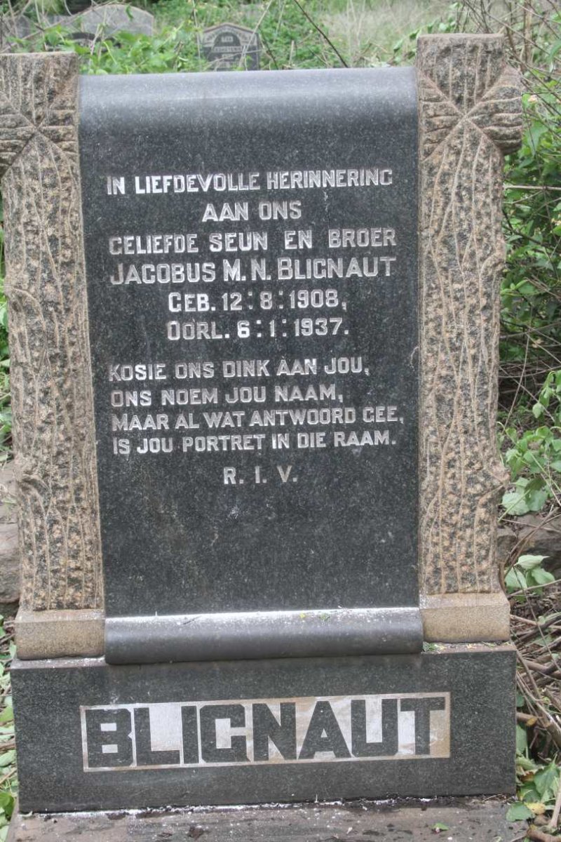 BLIGNAUT Jacobus M.N. 1908-1937