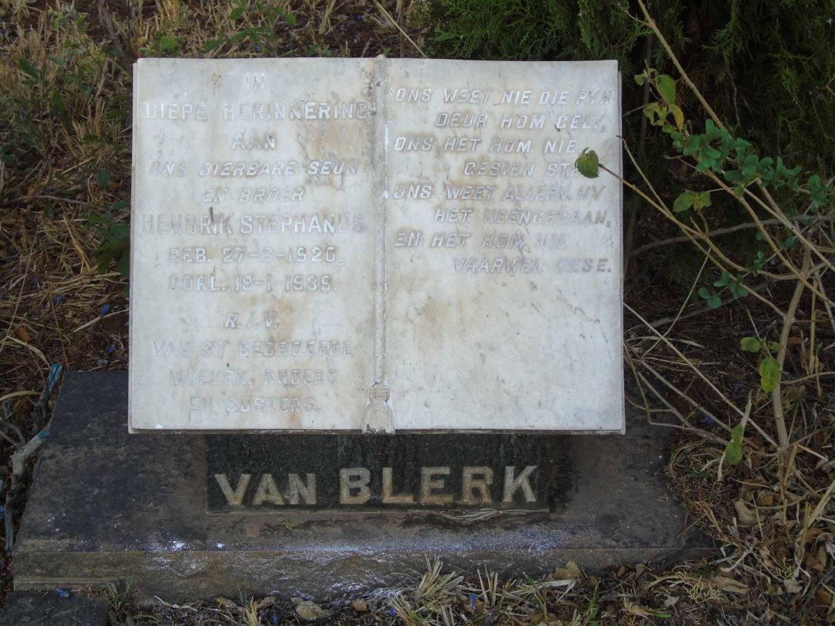 BLERK Hendrik Stephanus, van 1920-1935