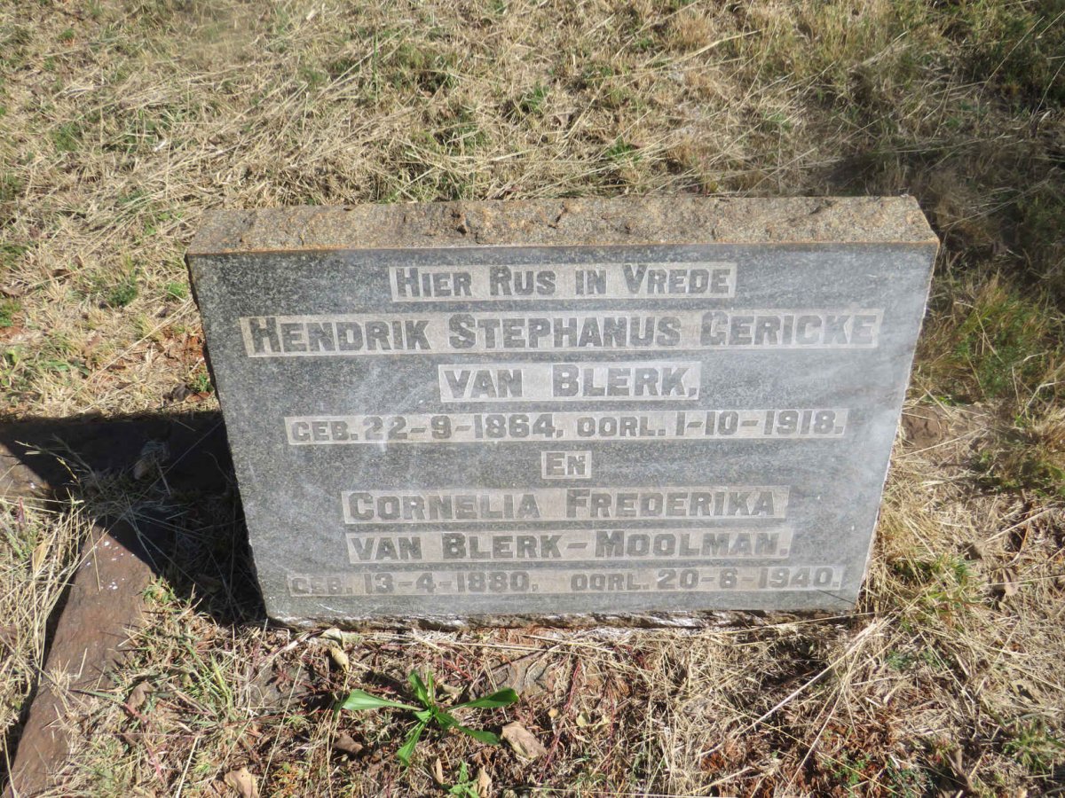 BLERK Hendrik Stephanus Gericke, van 1864-1918 & Cornelia Frederika MOOLMAN 1880-1940