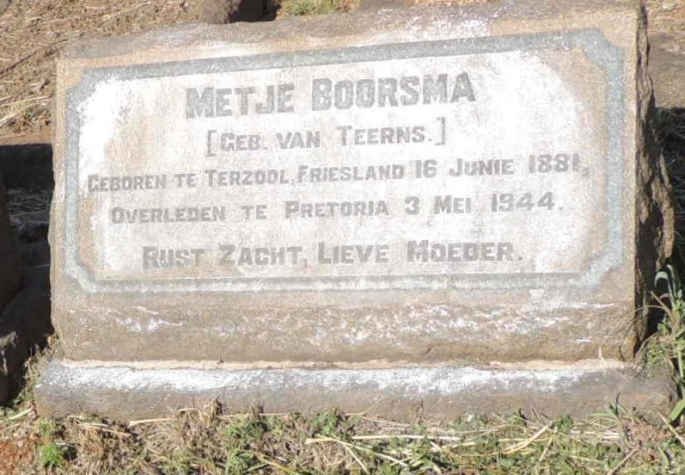 BOORSMA Metje nee VAN TEERNS 1881-1944
