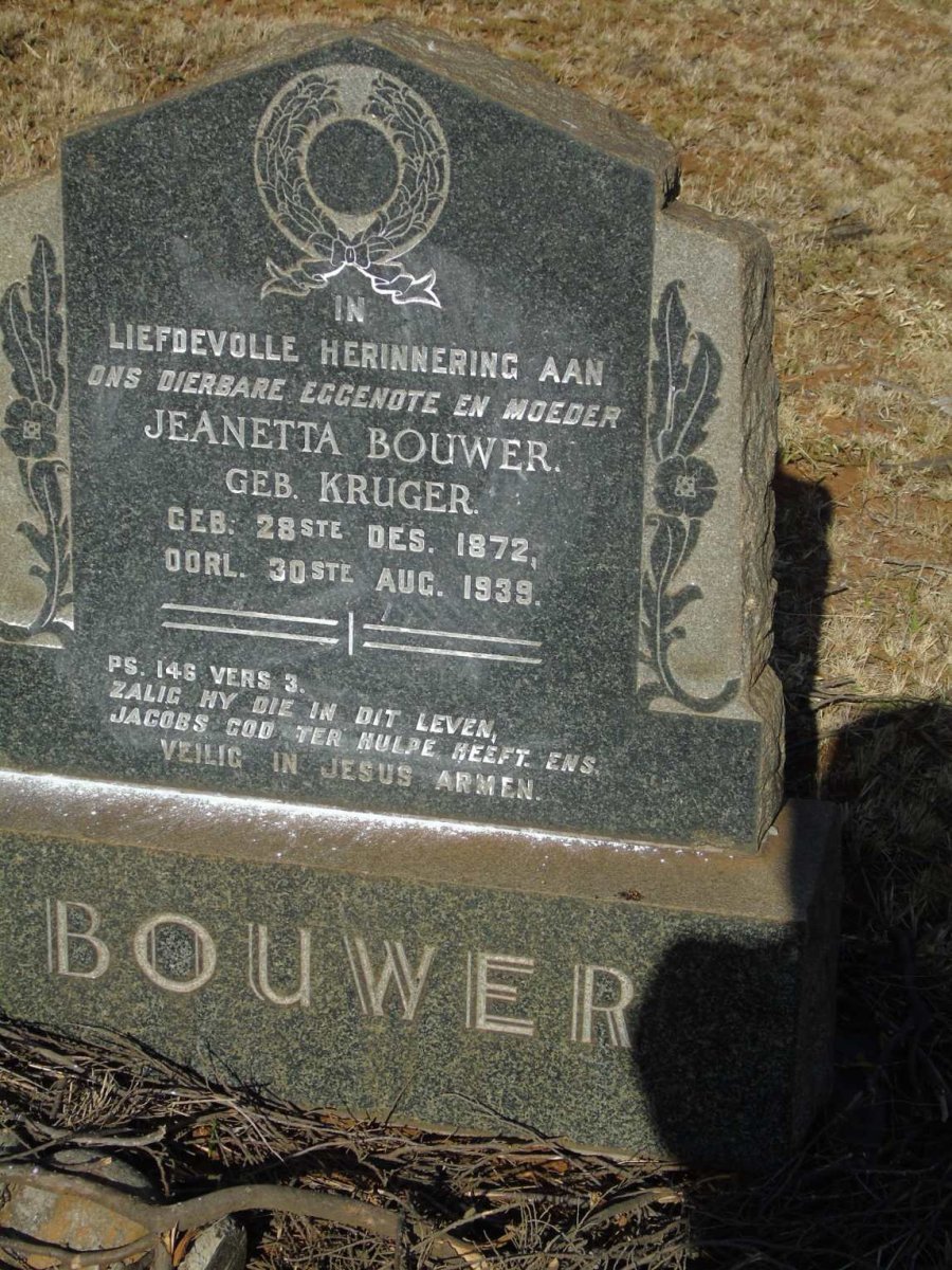 BOUWER Jeanetta nee KRUGER 1872-1939