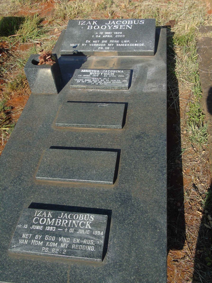 BOOYSEN Izak Jacobus 1928-2003 & Martha Jacobina 1929-2015 :: COMBRINCK Izak Jacobus 1993-1994 _1