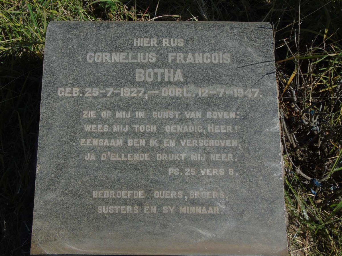 BOTHA Cornelius Francois 1927-1947