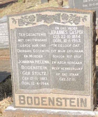 BODENSTEIN Johannes Casper 1884-1963 &amp; Johanne Helena STOLTZ 1883-1944