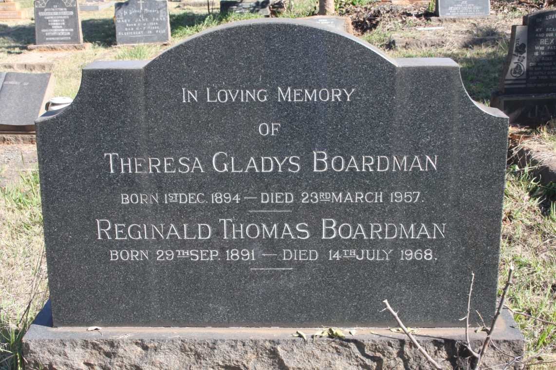 BOARDMAN Reginald Thomas 1891-1968 &amp; Theresa Gladys 1894-1957