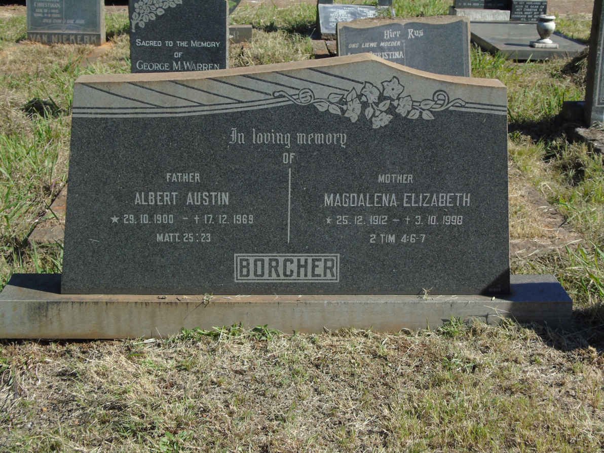 BORCHER Albert Austin 1900-1969 &amp; Magdalena Elizabeth 1912-1998