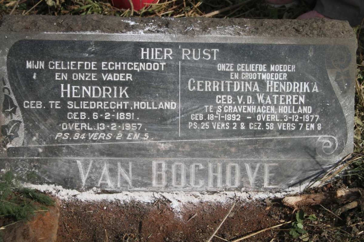 BOCHOVE Hendrik, van 1891-1957 & Gerritdina Hendrika V.D. WATEREN 1892-1977