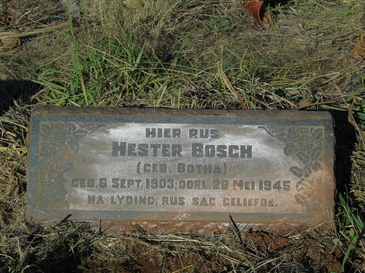 BOSCH Hester nee BOTHA  1903-1945