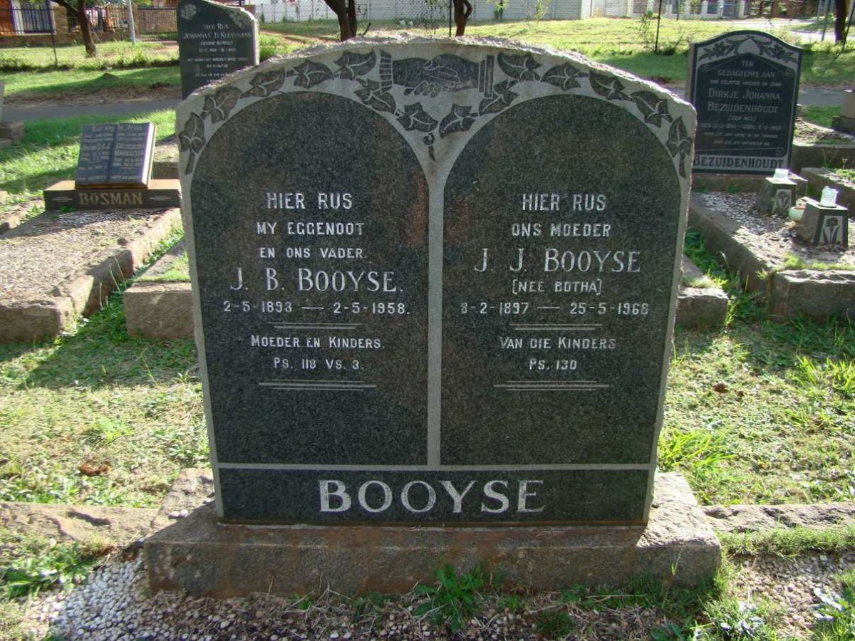 BOOYSE J.B. 1893-1958 &amp; J.J. BOTHA 1897-1968