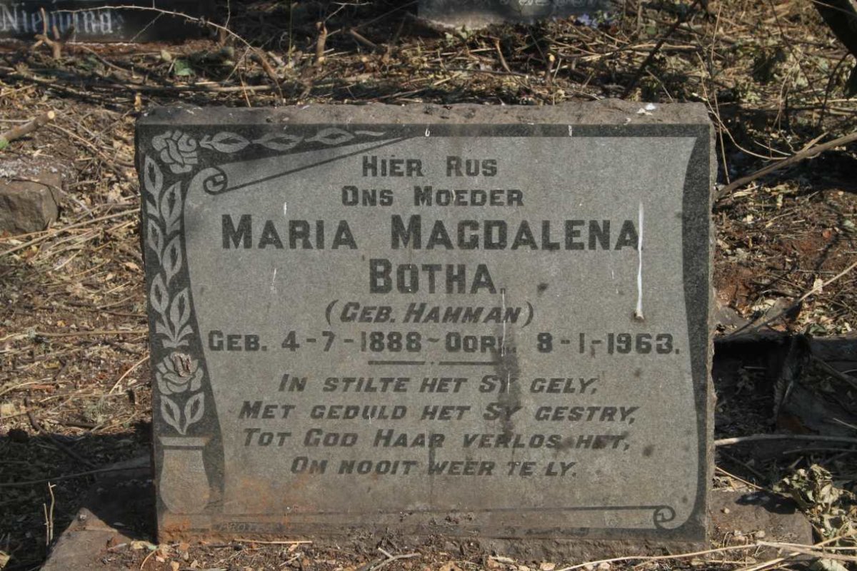 BOTHA Maria Magdalena nee HAMMAN 1888-1963