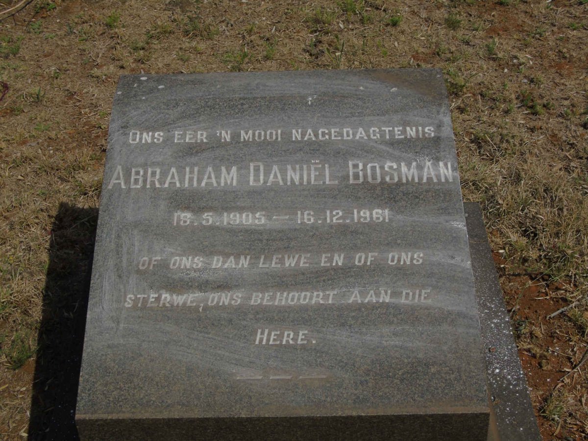 BOSMAN Abraham Daniel 1905-1961