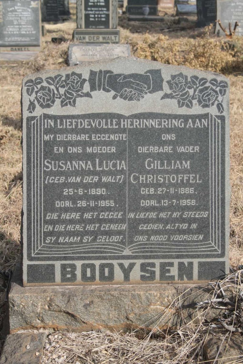 BOOYSEN Gilliam Christoffel 1886-1958 & Susanna Lucia VAN DER WALT 1890-1955