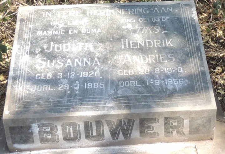 BOUWER Hendrik Andries 1920-1956 & Judith Susanna 1920-1985