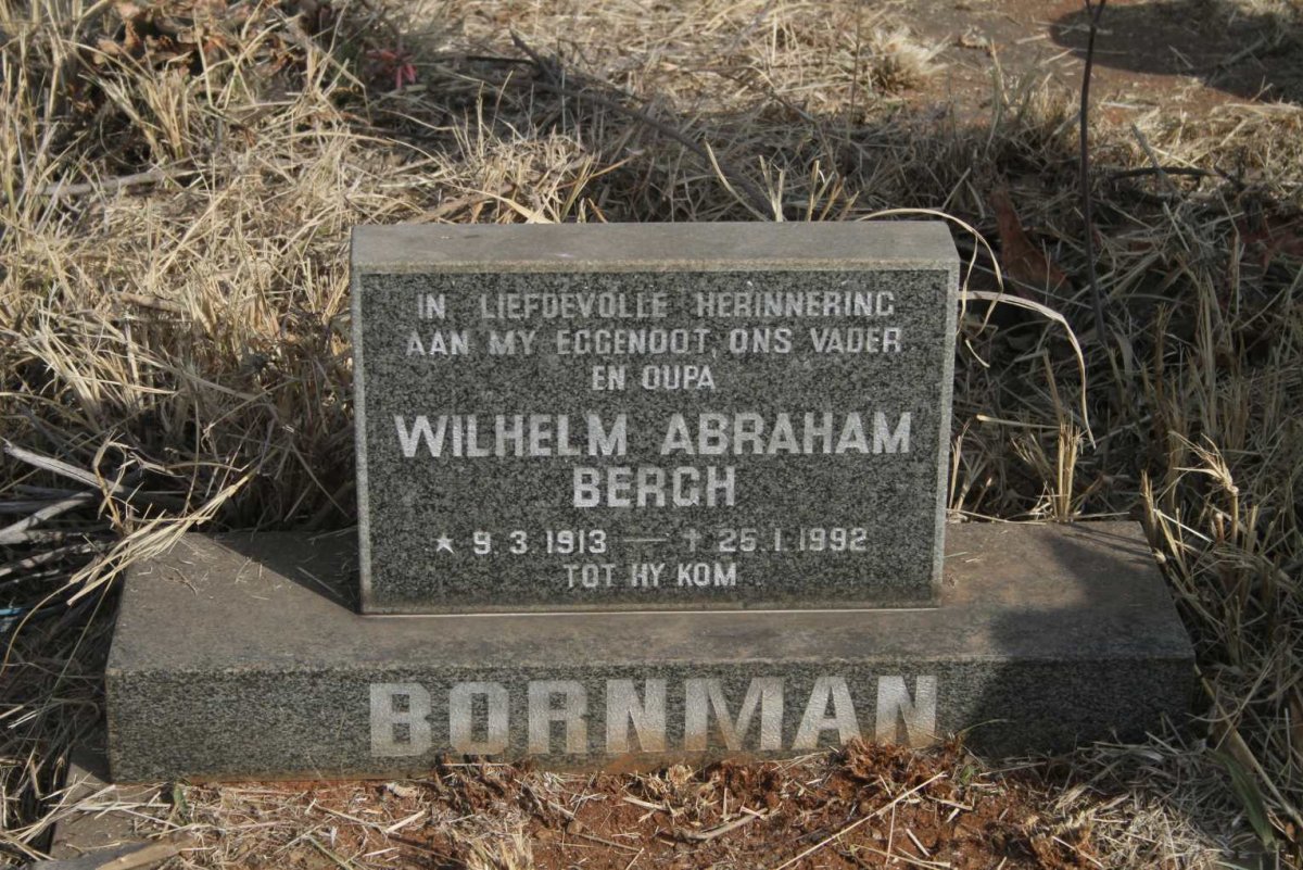 BORNMAN Wilhelm Abraham Bergh 1913-1992