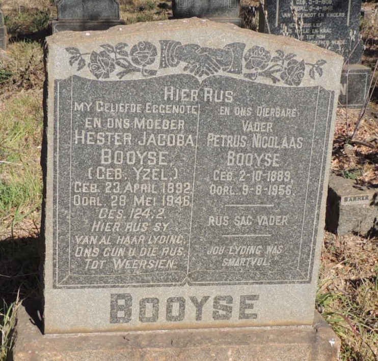BOOYSE Petrus Nicolaas 1889-1956 & Hester Jacoba YZEL 1892-1946