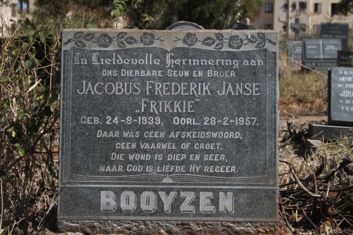 BOOYZEN Jacobus Frederik Janse 1939-1957