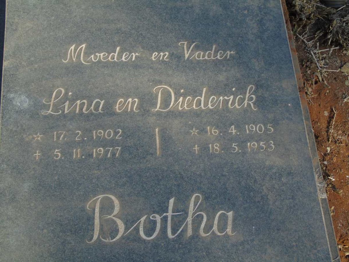 BOTHA Diederick 1905-1953 & Lina 1902-1977