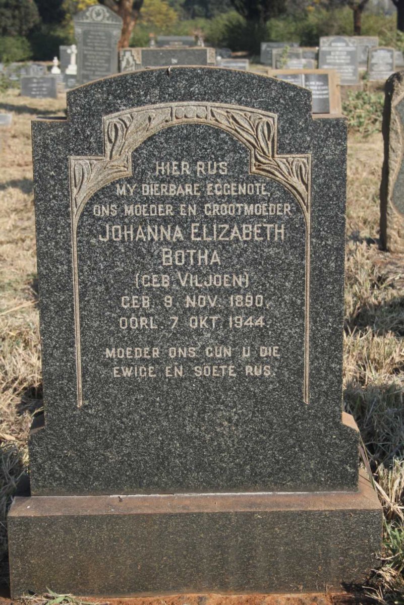 BOTHA Johanna Elizabeth nee VILJOEN 1890-1944