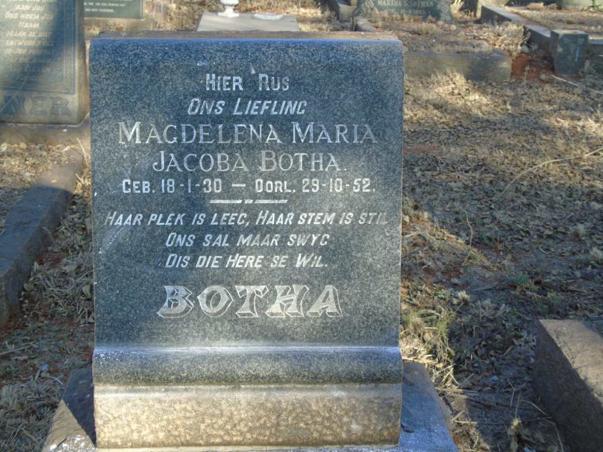 BOTHA Magdelena Maria Jacoba 1930-1952