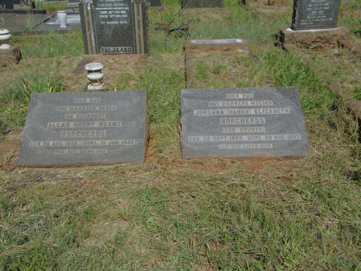BORCHERDS Allan Henry Meent 1886-1948 & Johanna Elizabeth BOUWER 1889-1957