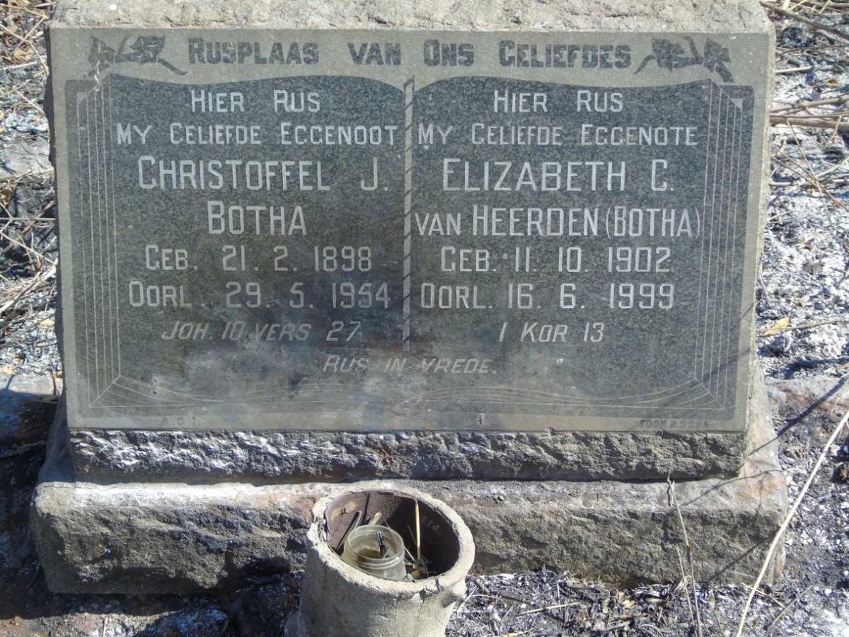 BOTHA Christoffel J. 1898-1954 & Elizabeth C. VAN HEERDEN 1902-1999