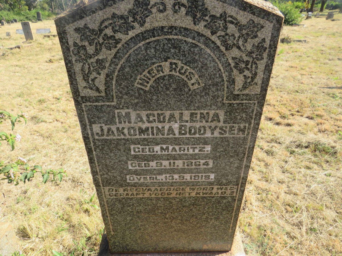 BOOYSEN Magdalena Jakomina nee MARITZ 1864-1918