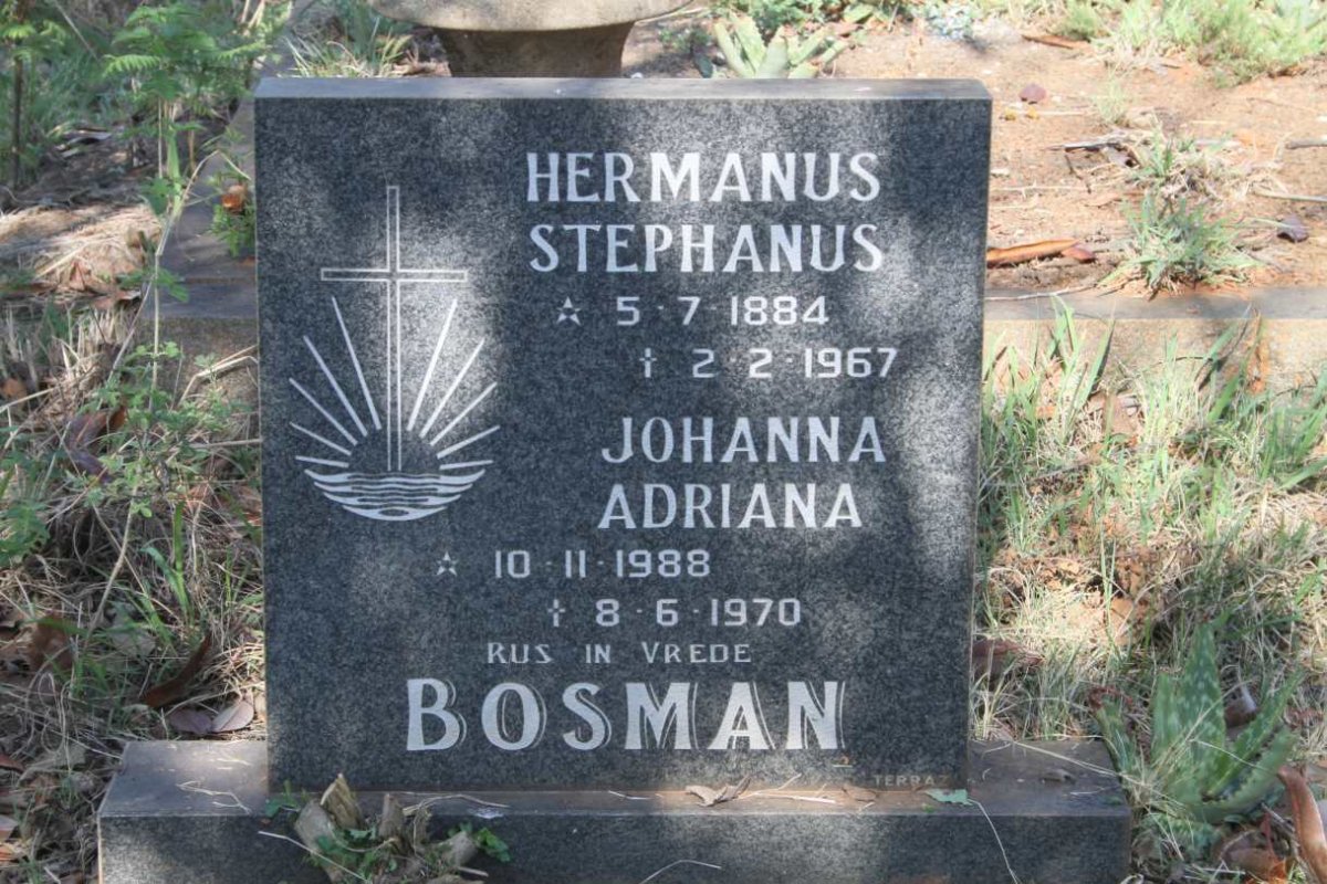 BOSMAN Hermanus Stephanus 1884-1967 & Johanna Adriana 1888-1970