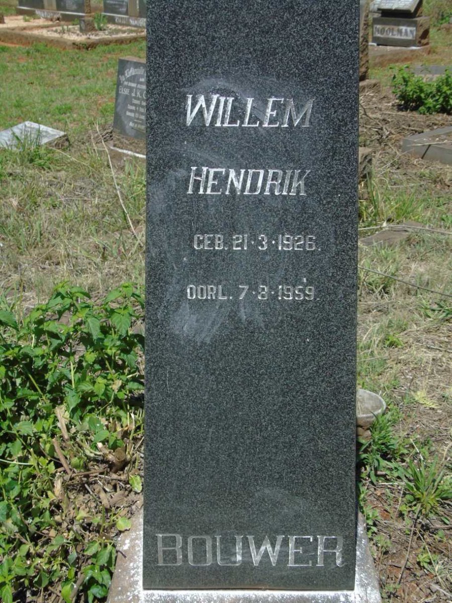BOUWER Willem Hendrik 1926-1959 