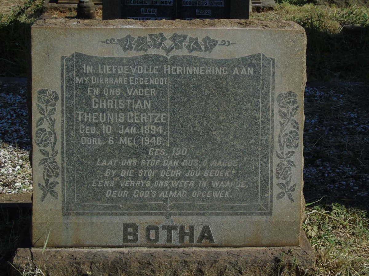 BOTHA Christian Theunis Gertze 1894-1946