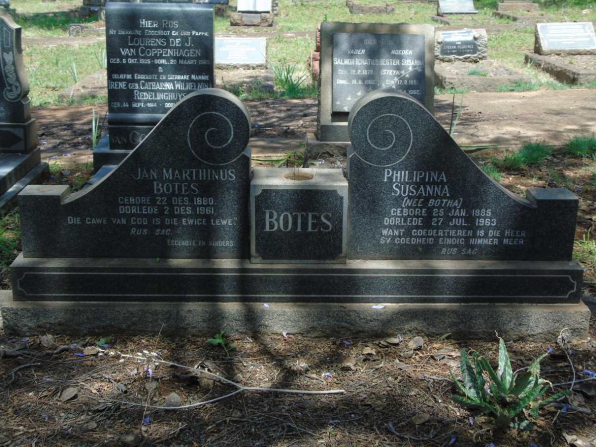 BOTES Jan Marthinus 1880-1961 & Philipina Susanna BOTHA 1885-1963