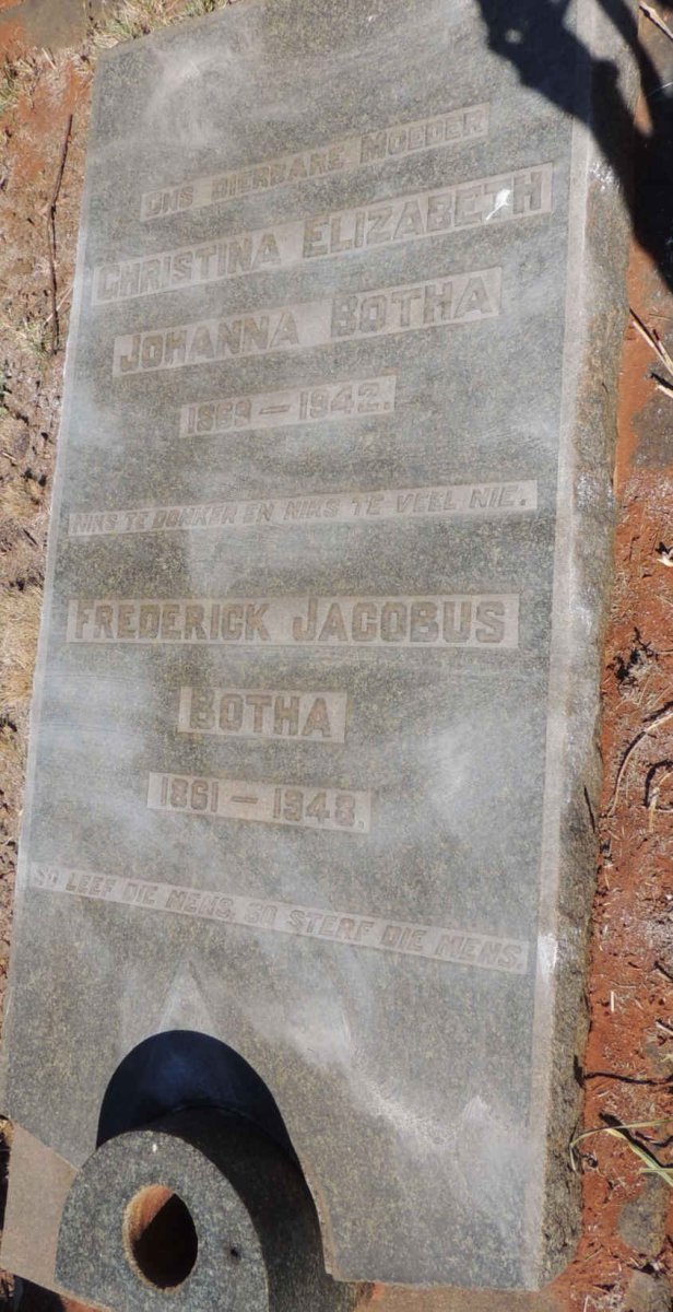 BOTHA Frederick Jacobus 1861-1948 &amp; Christina Elizabeth Johanna 1869-1942
