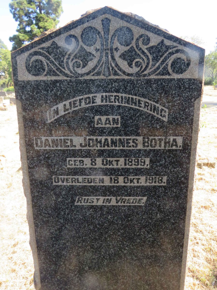 BOTHA Daniel Johannes 1899-1918