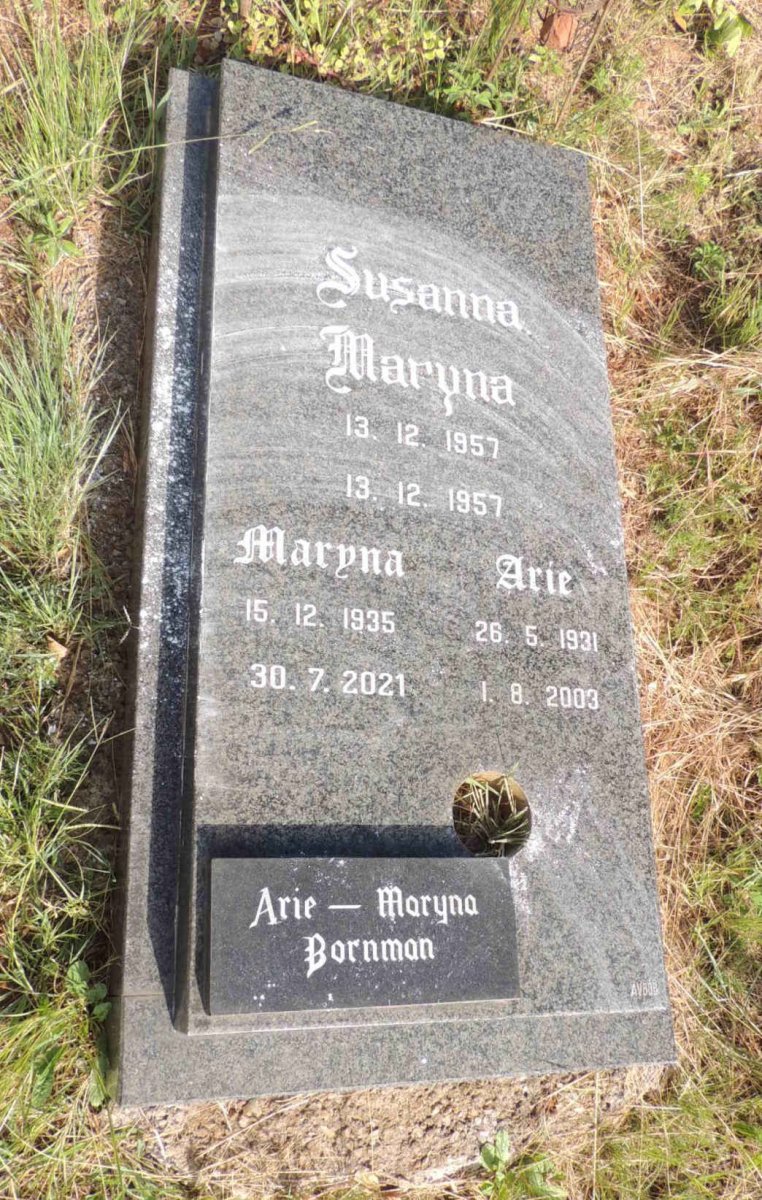 BORNMAN Arie 1931-2003 & Maryna 1935-2021 :: BORNMAN Susanna Maryna 1957-1957