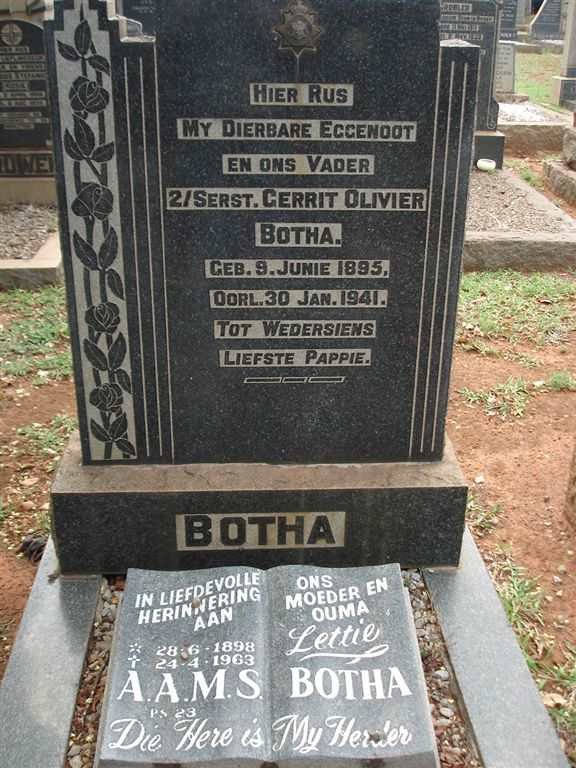 BOTHA Gerrit Olivier 1895-1941 &amp; A.A.M.S. 1898-1963