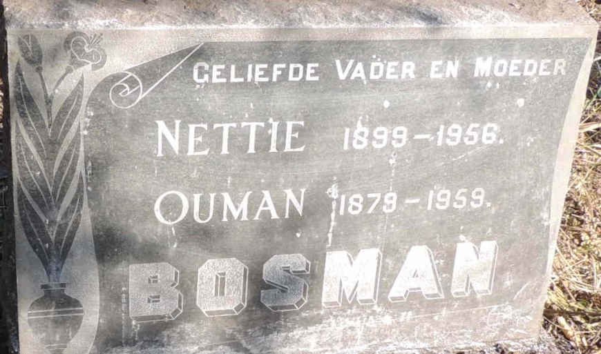 BOSMAN Ouman 1879-1959 & Nettie 1899-1956