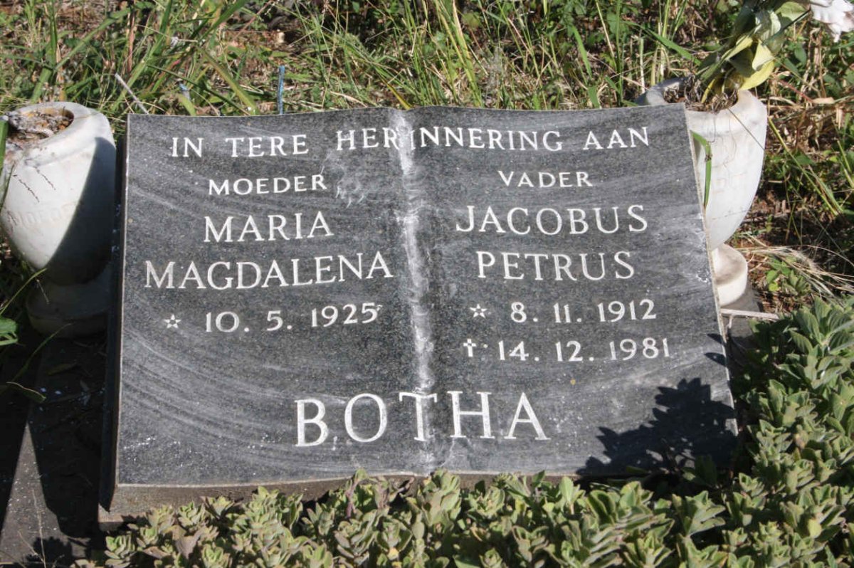 BOTHA Jacobus Petrus 1912-1981 &amp; Maria Magdalena 1925-