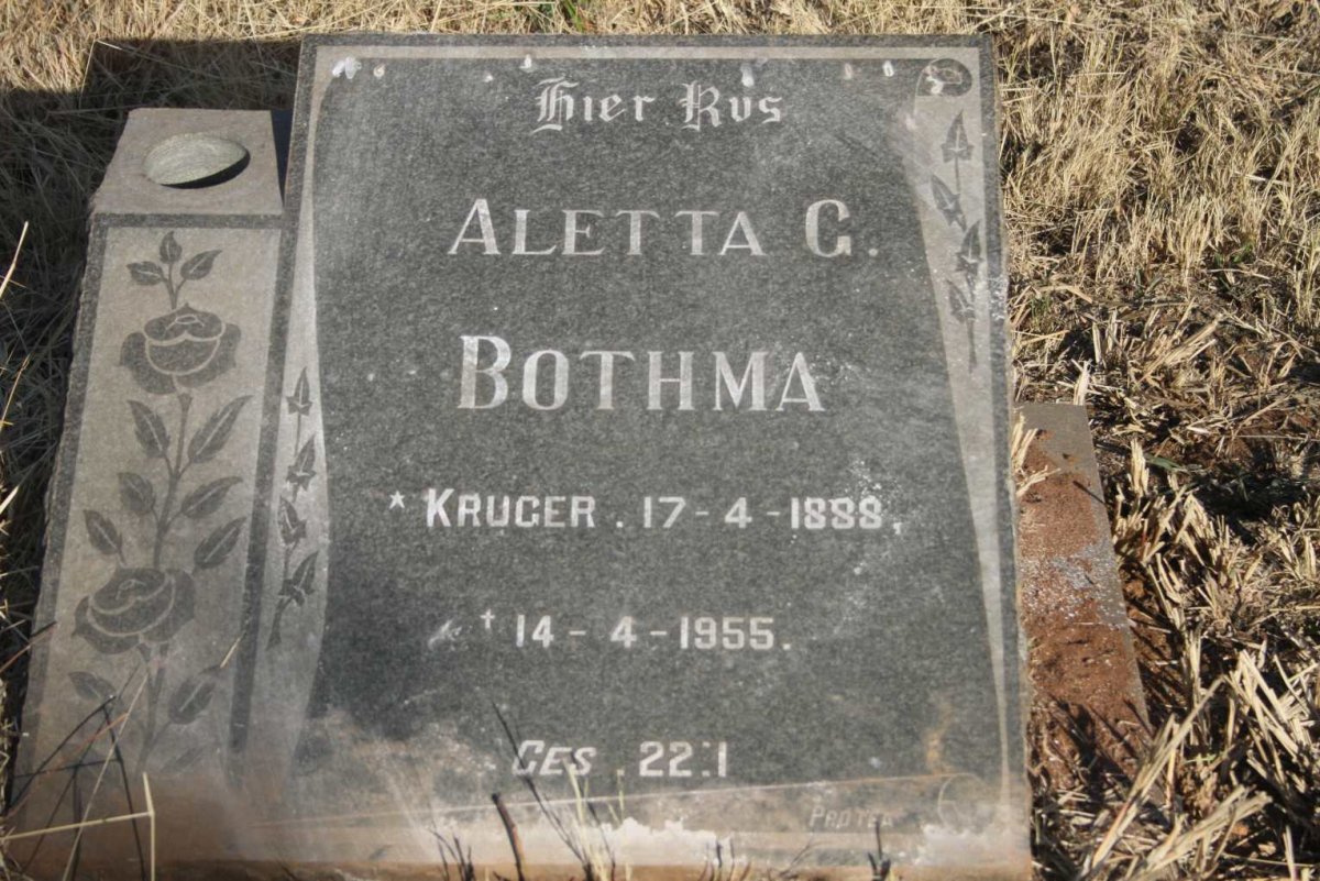 BOTHMA Aletta G. nee KRUGER 1888-1955